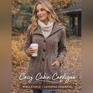 Linq Los Angeles Marled Knit Sweater Coat Cardigan Size S Brown Button Front